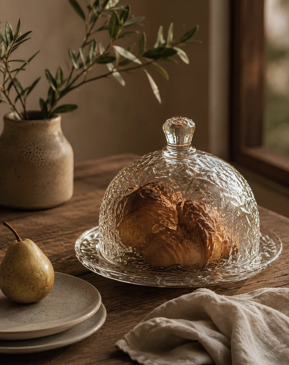 Textured Glass Cake Stand