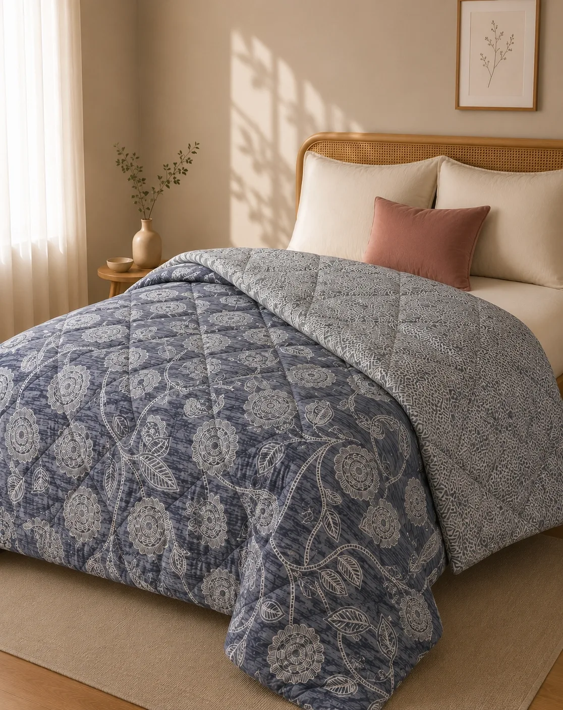 Indigo Vines Reversible Comforter