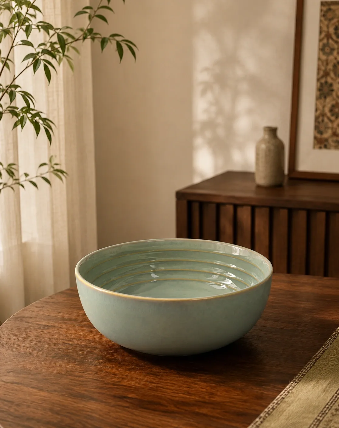 Sage Ripple Serving Bowl