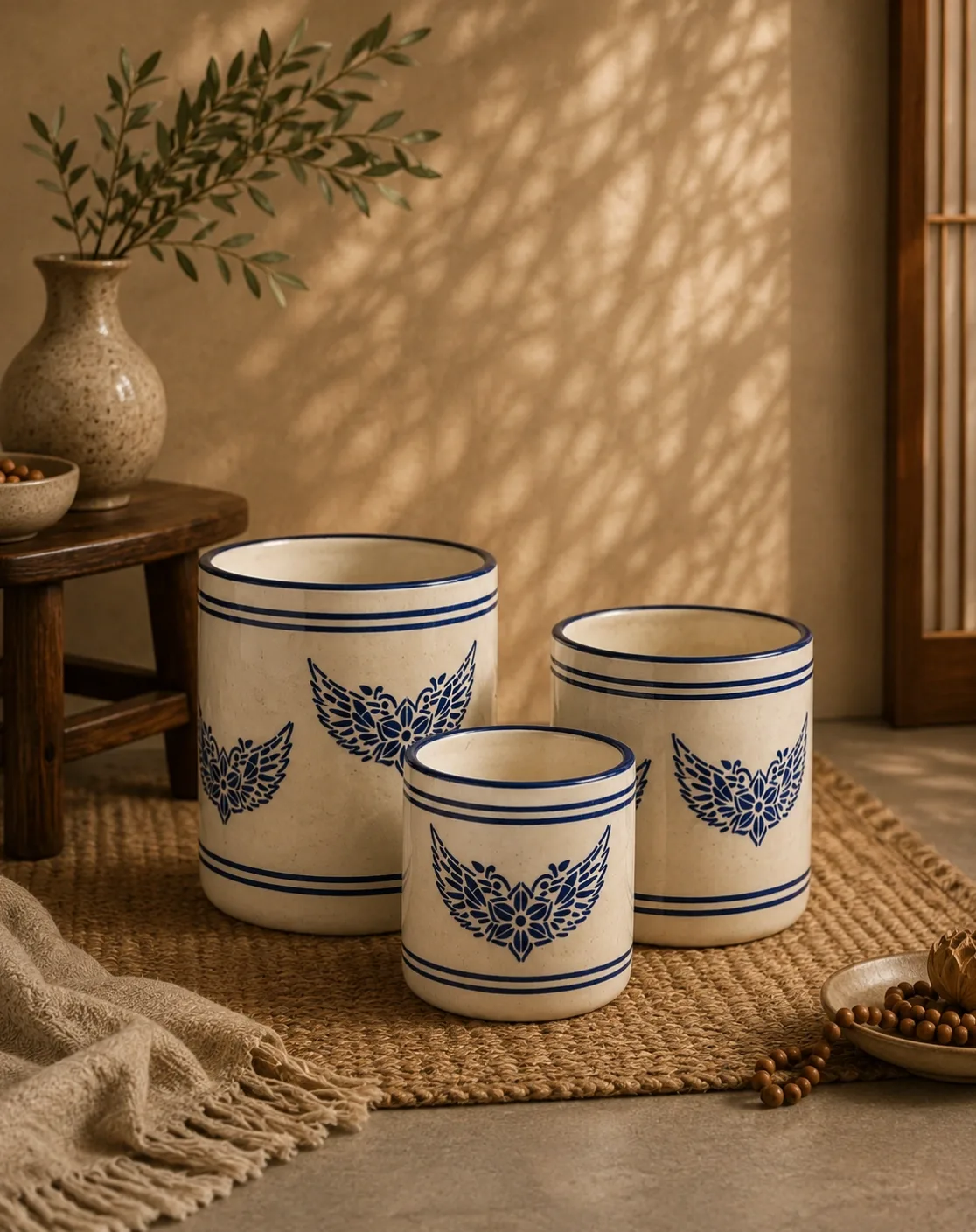 Indigo Wings Ceramic Planter