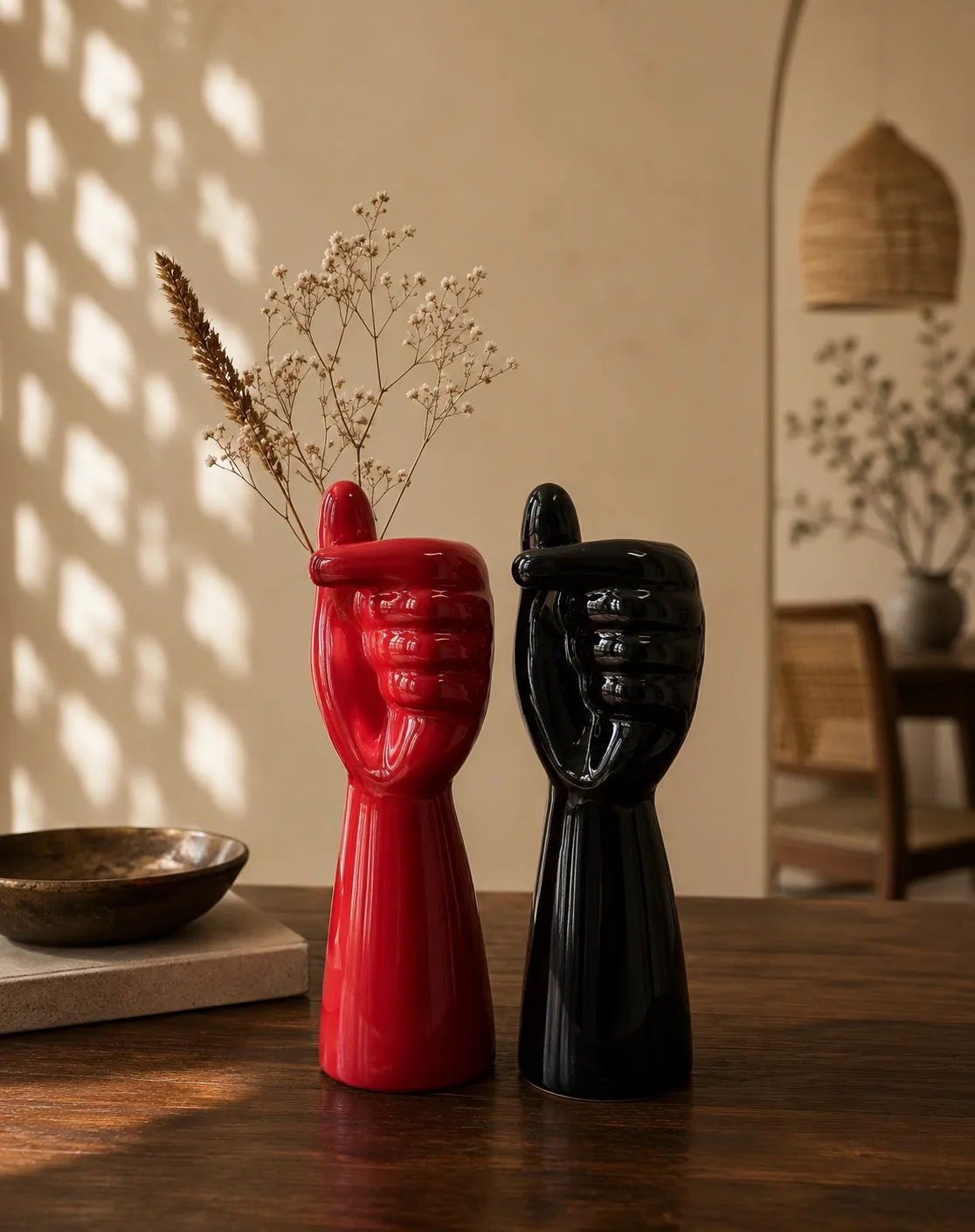 Hand in Hand Sculptural Couple Vases