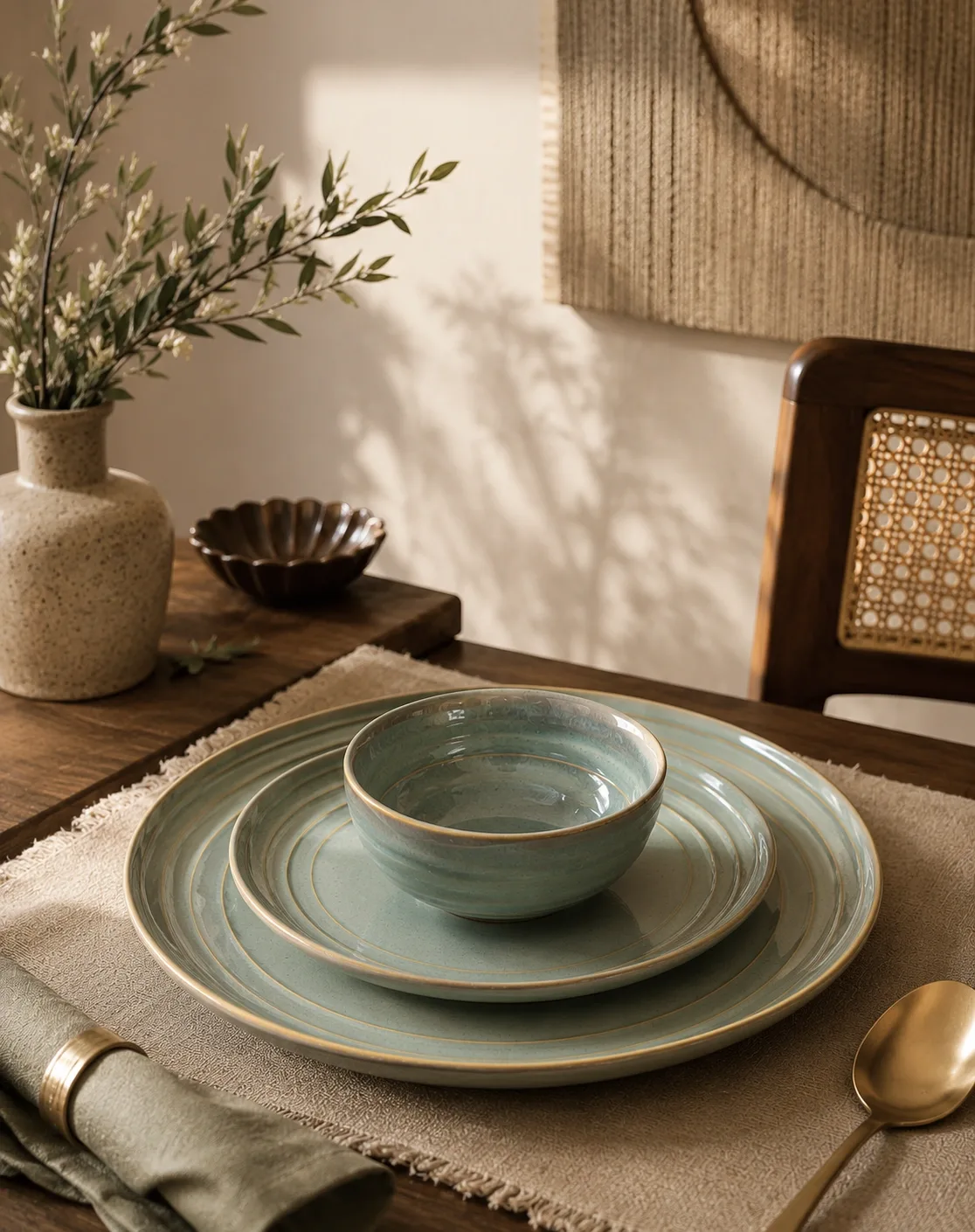 Sage Ripple Dinner Set