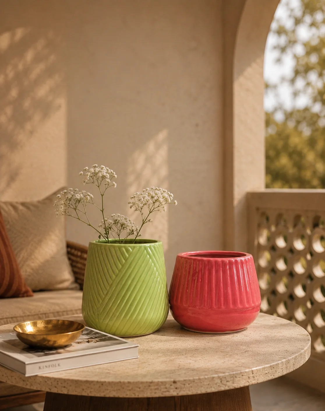 Dual Tone Ceramic Vase Set