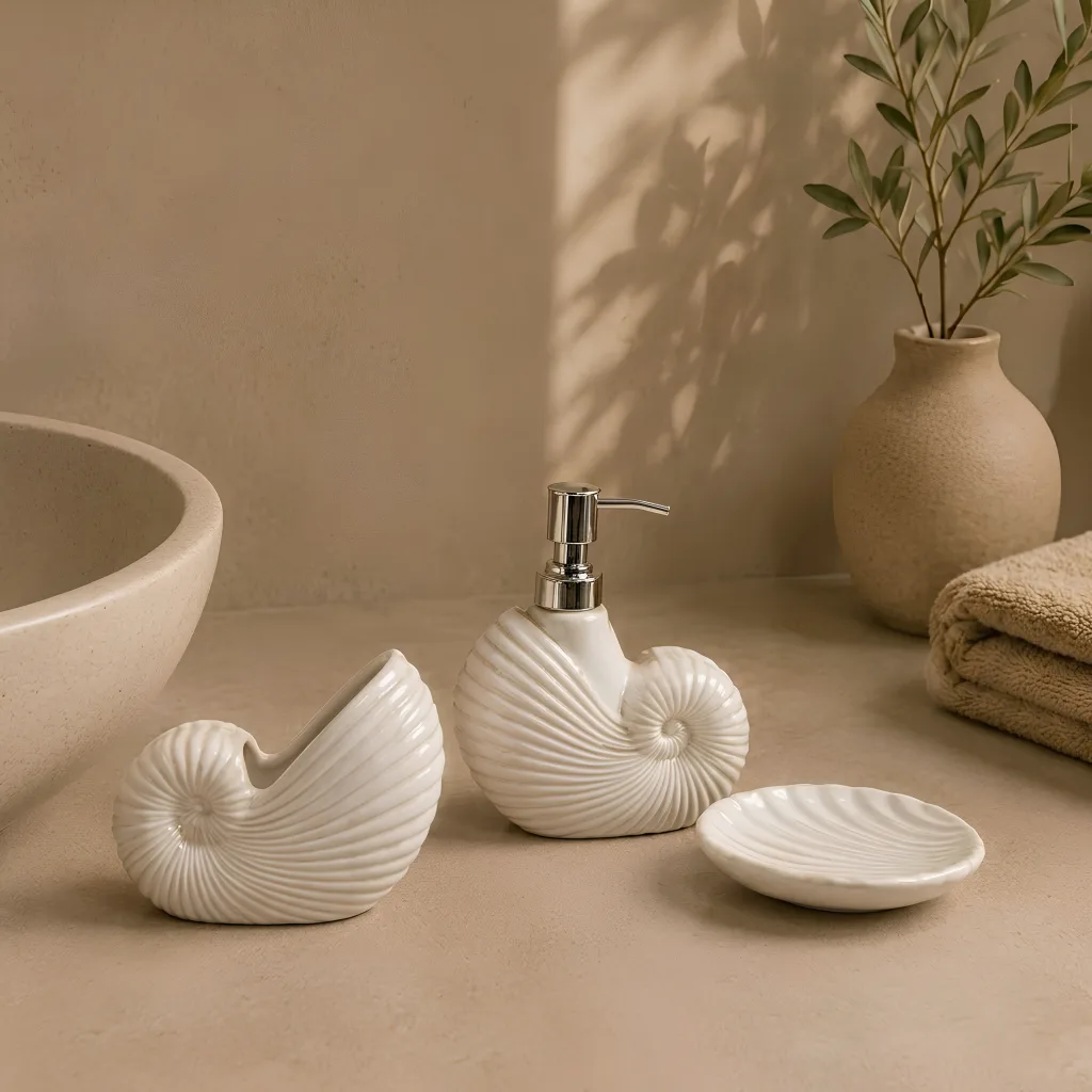 Linear Tide White Bathroom Set