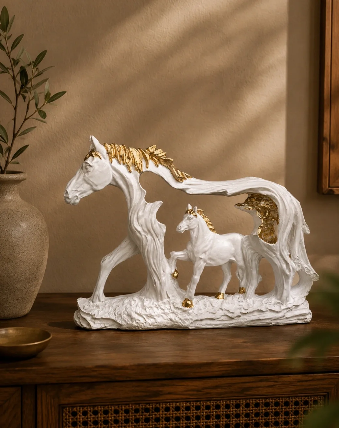 Golden & Ivory Gallop Statue