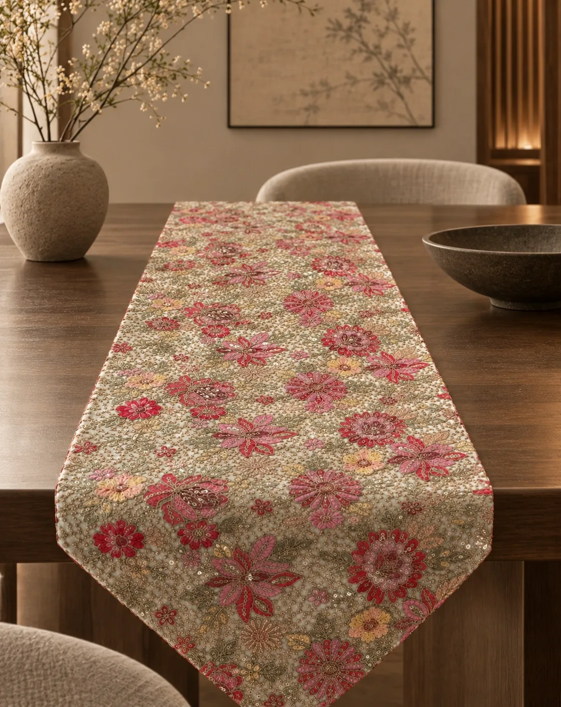 Silk Embroidery Gala Table Runner
