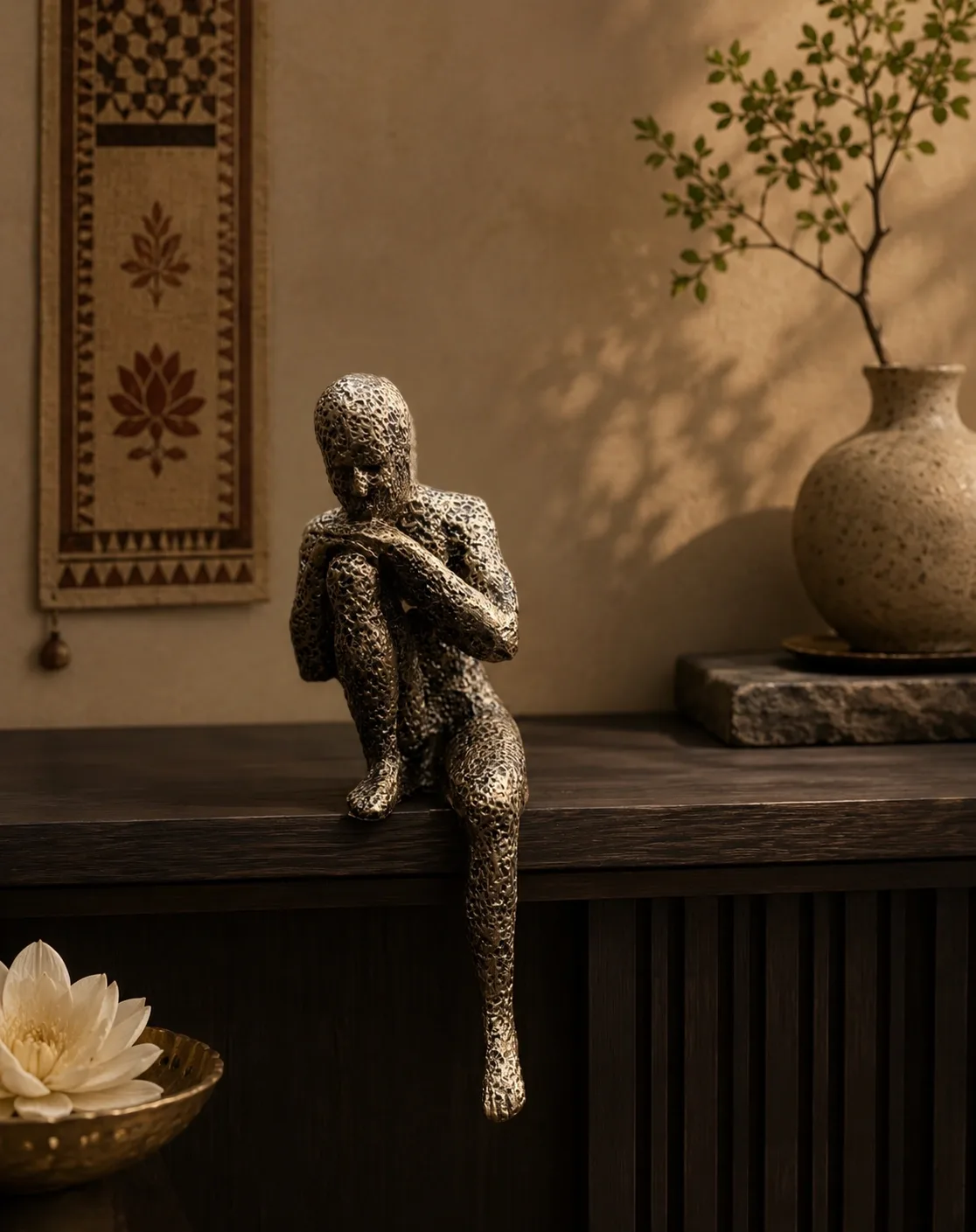 Solitary Thinker Sitting Statue