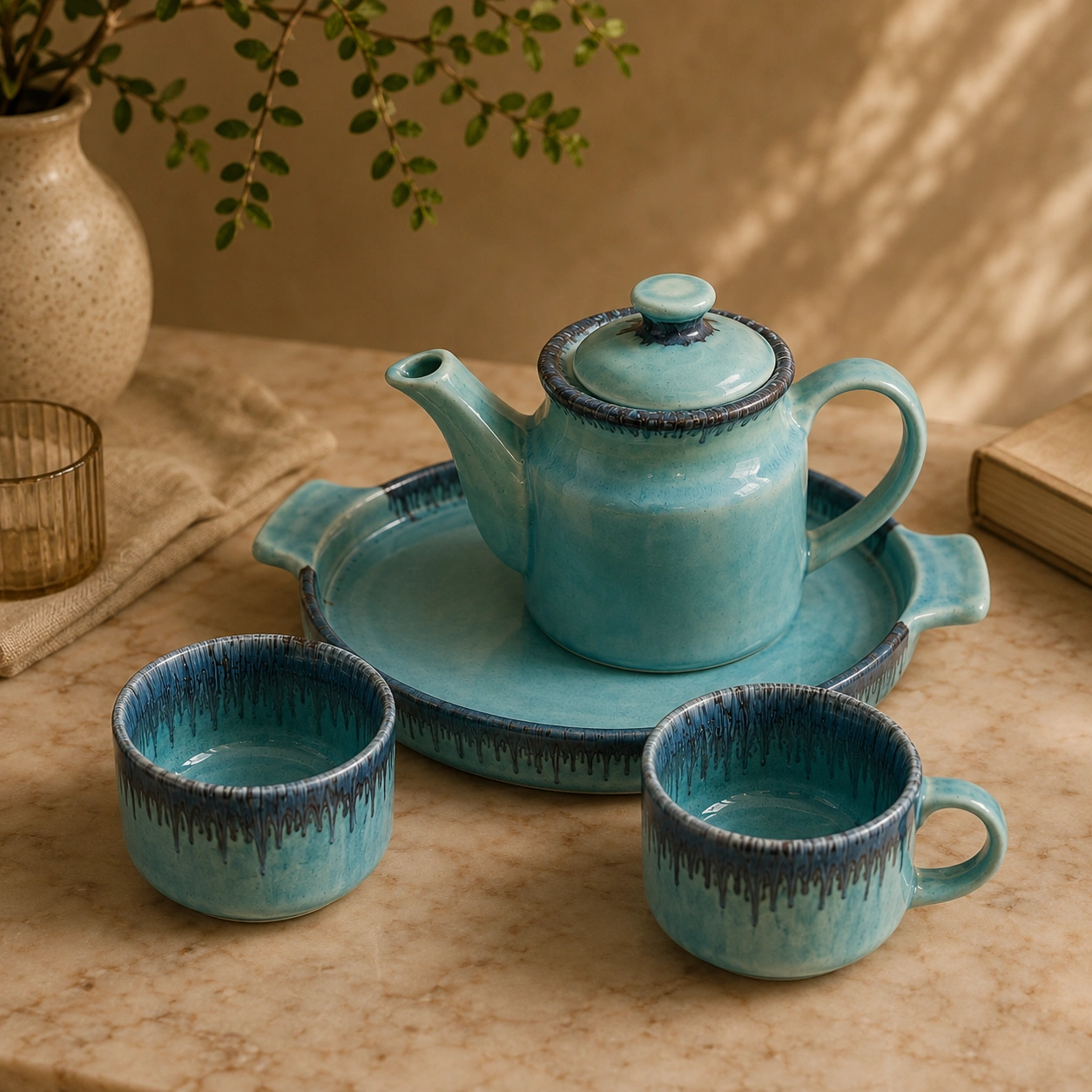 The Santorini Tea Set By Krivis Nook