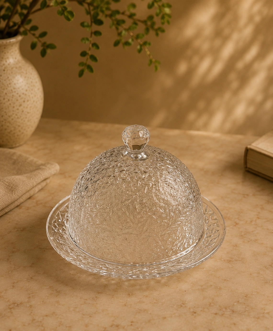 Textured Glass Cake Stand By Krivis Nook