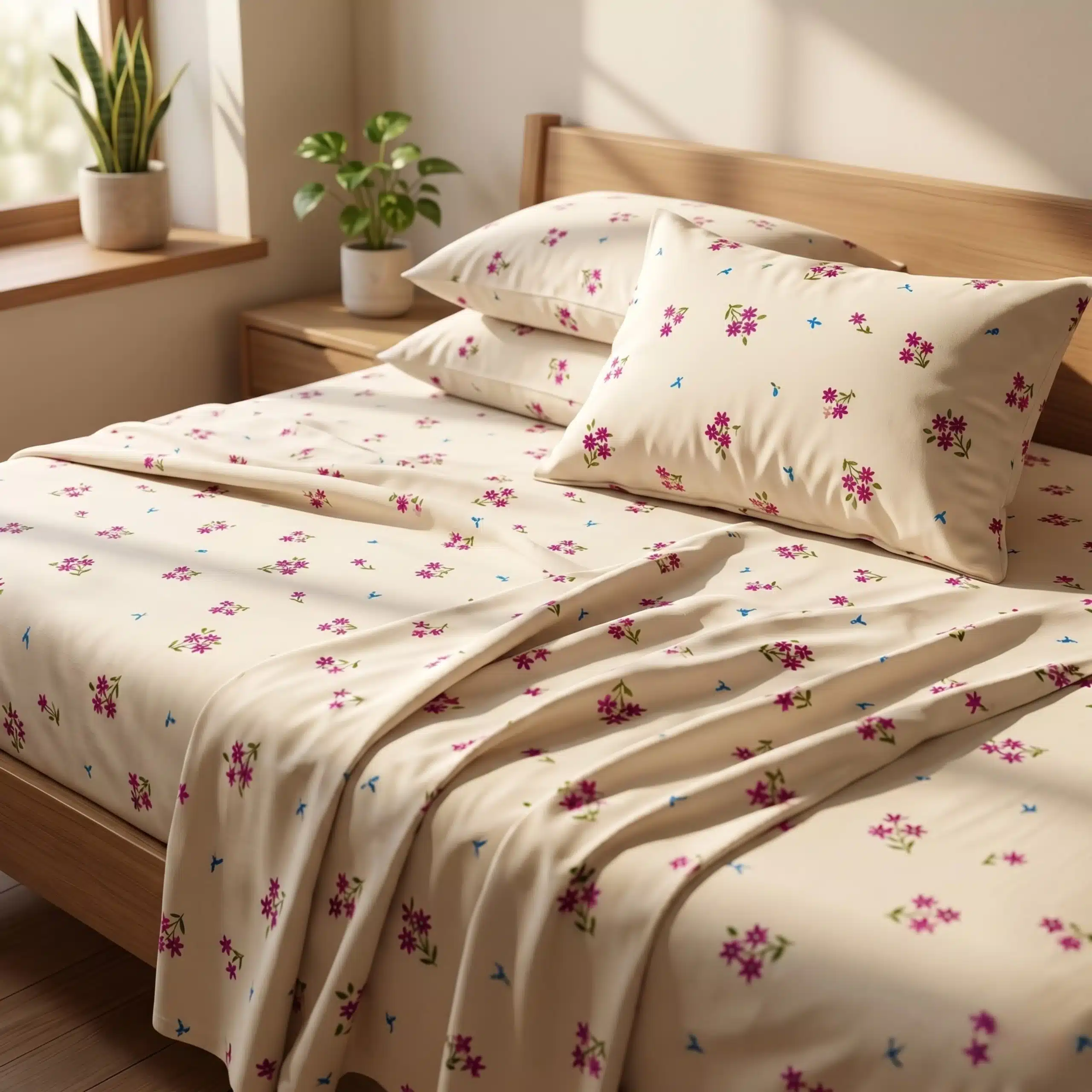 Amethyst Spring Bedsheet By Krivis Nook | Premium Cotton Bedsheet