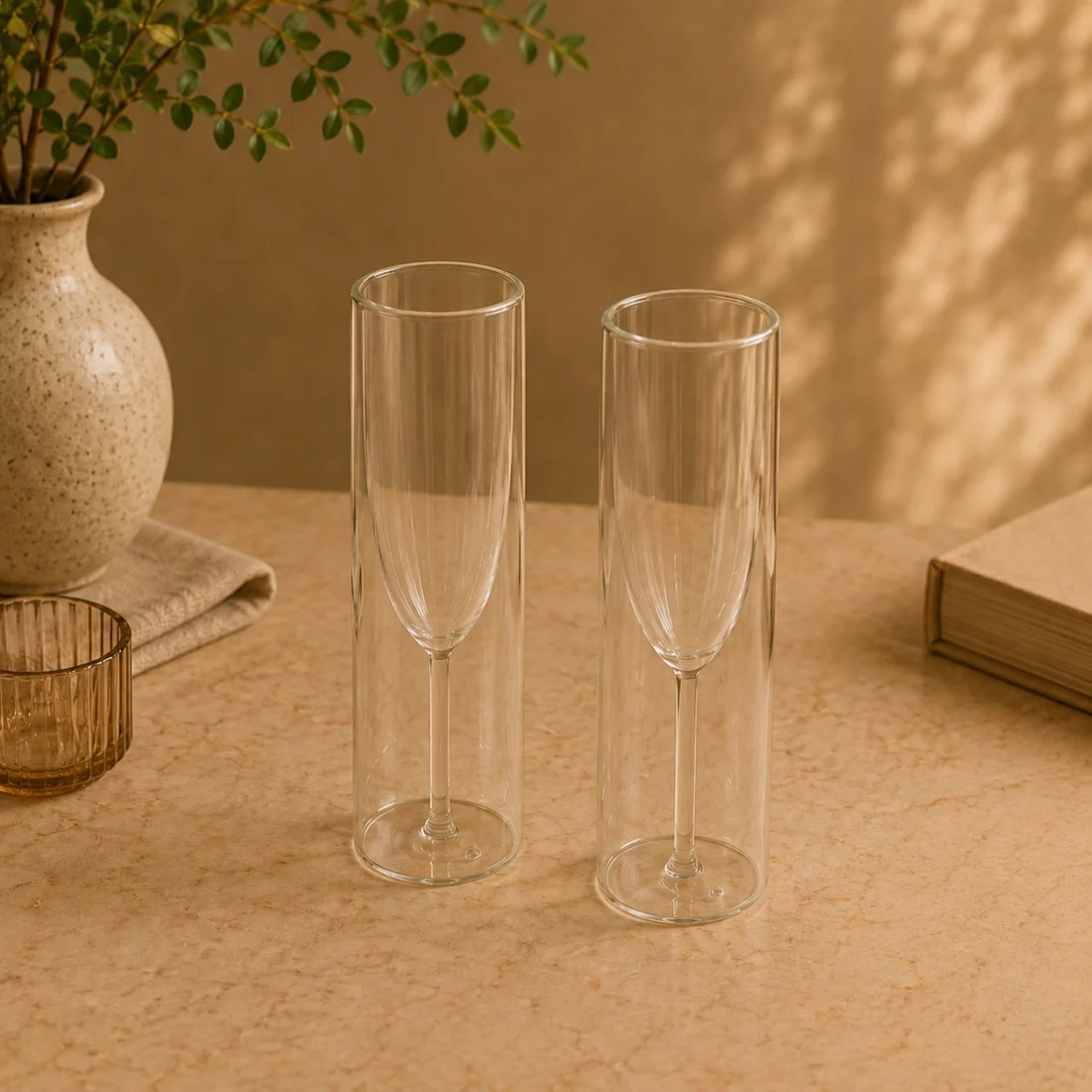 Double Walled Champagne Glass By Krivis Nook | Set of 2